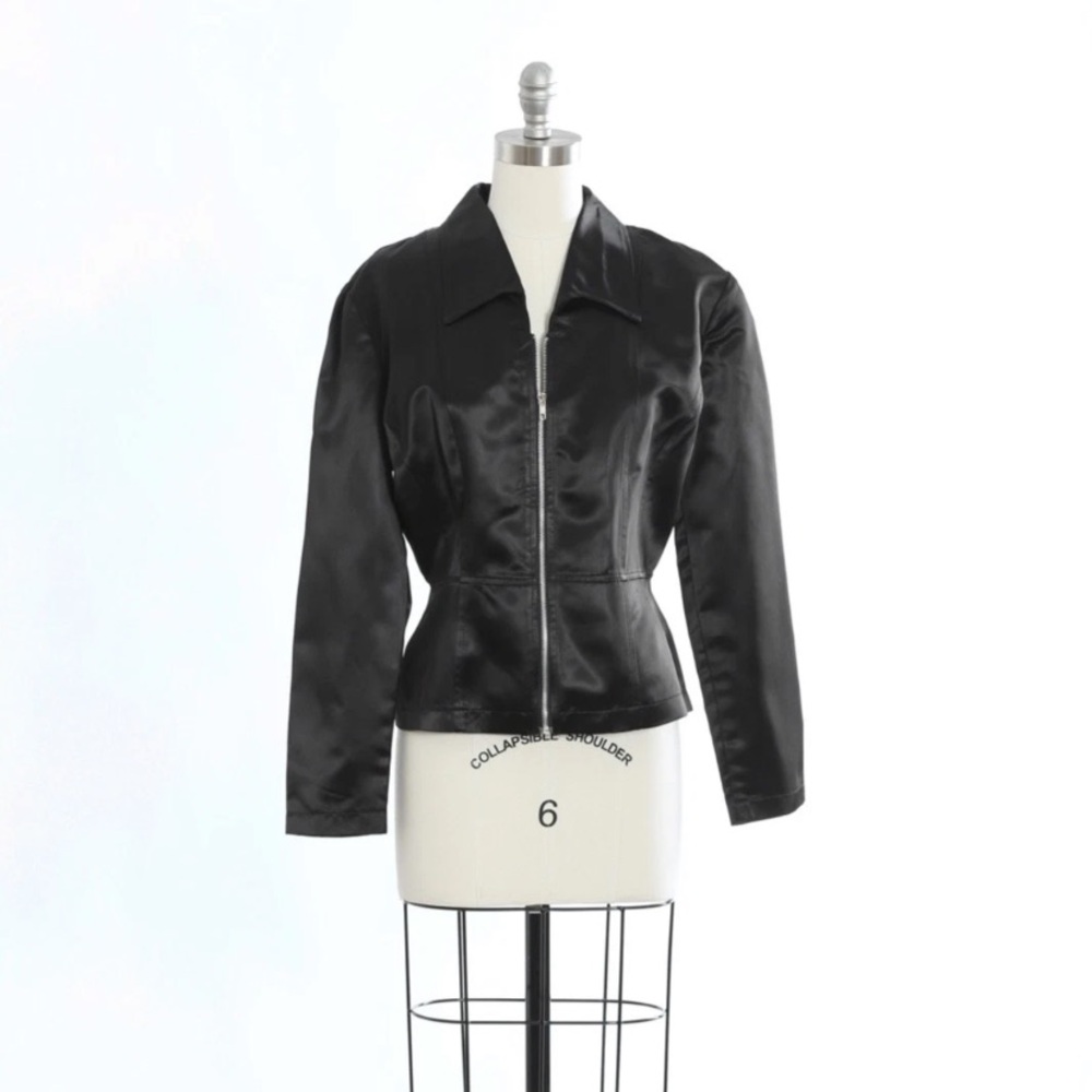 Vintage Y2K XOXO black satin jacket Sz. L